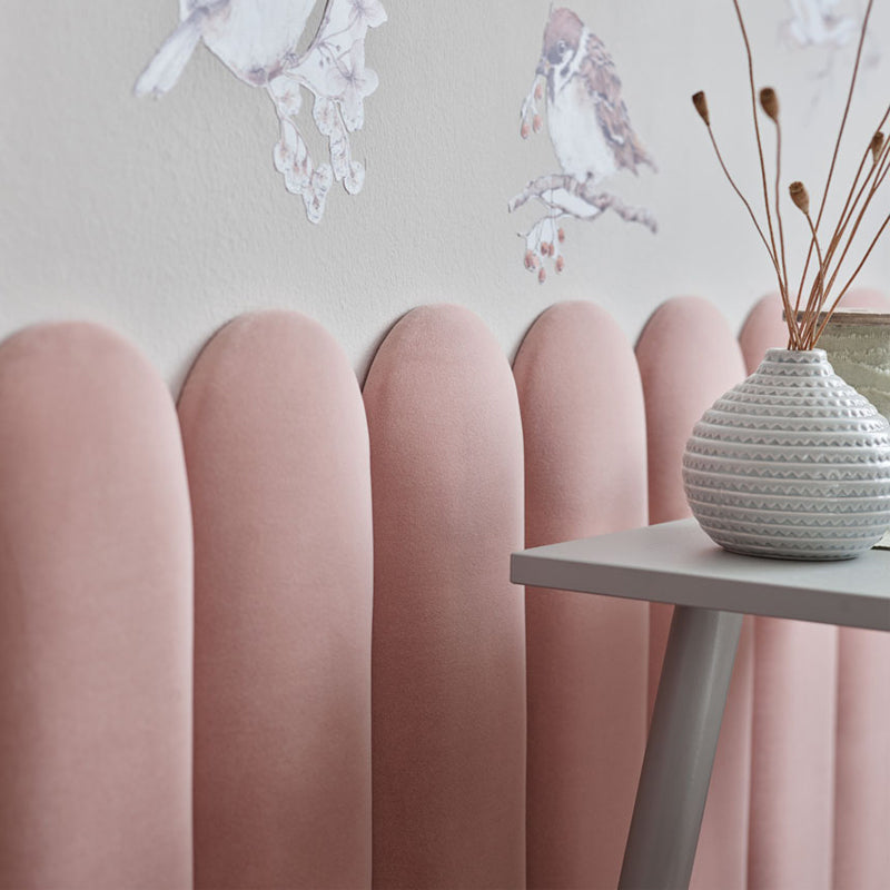 Readymade set of 10 Oval Panels – Soform Light Pink Velvet Matt 60x15 - VOX Furniture UAE