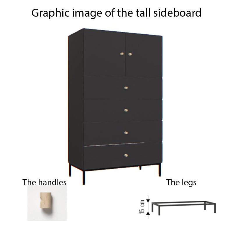 Tall Sideboard - Black - VOX Furniture UAE