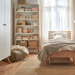 Wide Open Bookcase - Oak & White Color
