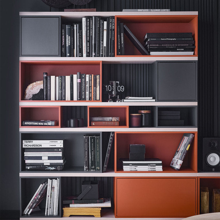 Bookcase 138cm Wide - Terracotta & Graphite Color