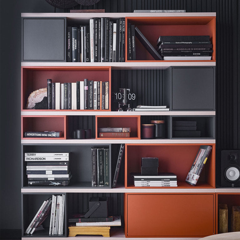 Bookcase 138cm wide-terracotta graphite