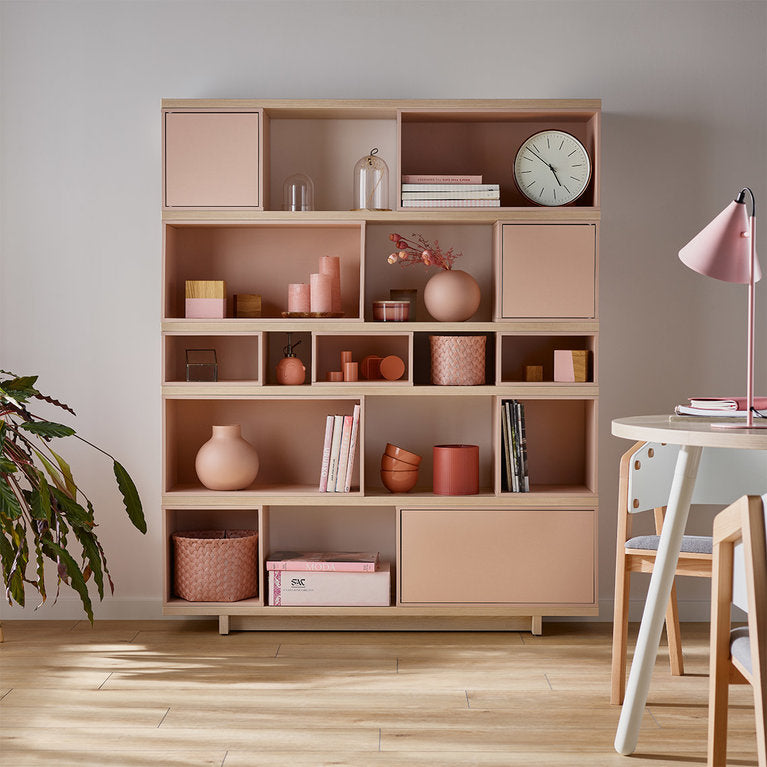 Bookcase 138cm wide-powder pink