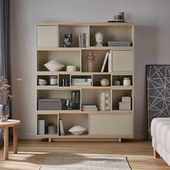 Bookcase 138cm Wide - Grey Beige Color