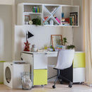 Filler for shelf - X shape with white body and pink & blue edges