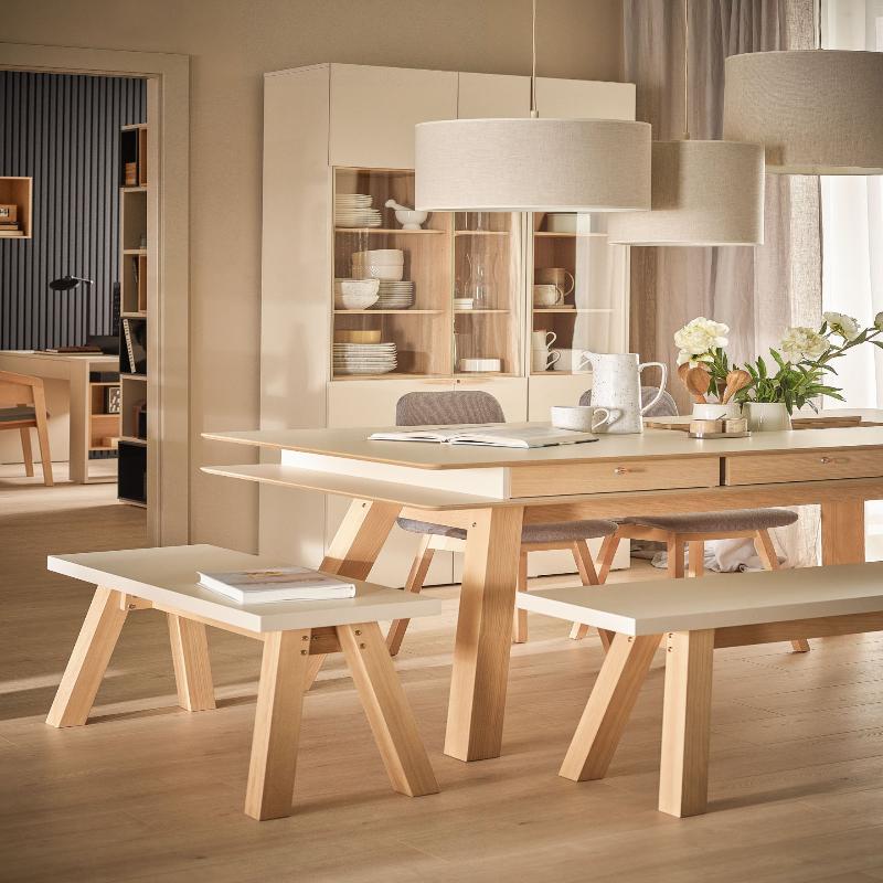 Narrow Bench 95cm Length For Dining Tables - Sand Beige Color