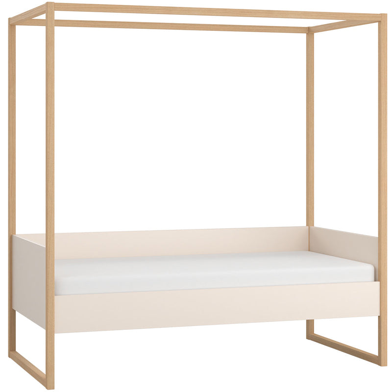 Canopy bed 90x200 with bottom bed - sand beige & oak