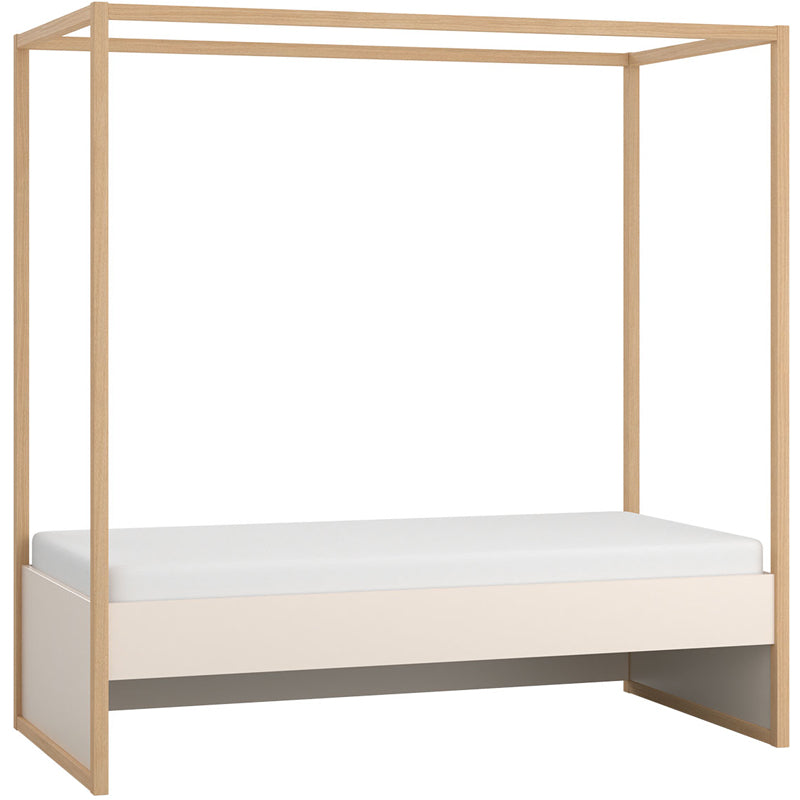 Canopy bed 90x200 with bottom bed - sand beige & oak
