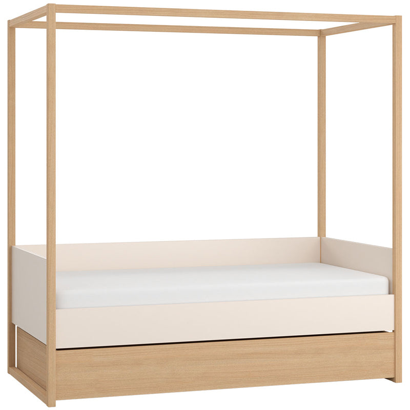 Canopy bed 90x200 with bottom bed - sand beige & oak