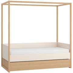 Canopy Bed 90x200 With Bottom Bed - Sand Beige & Oak Color