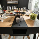 6 Seater Dining Table With 6 Drawers In Oak & Black Color