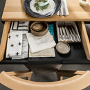6 Seater Dining Table With 6 Drawers In Oak & Black Color