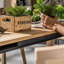 6 Seater Dining Table With 6 Drawers In Oak & Black Color