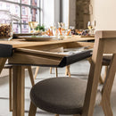 6 Seater Dining Table With 6 Drawers In Oak & Black Color