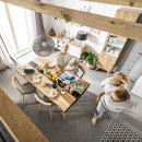 6 Seater Dining Table With 6 Drawers In Oak & Black Color