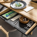 6 Seater Dining Table With 6 Drawers In Oak & Black Color