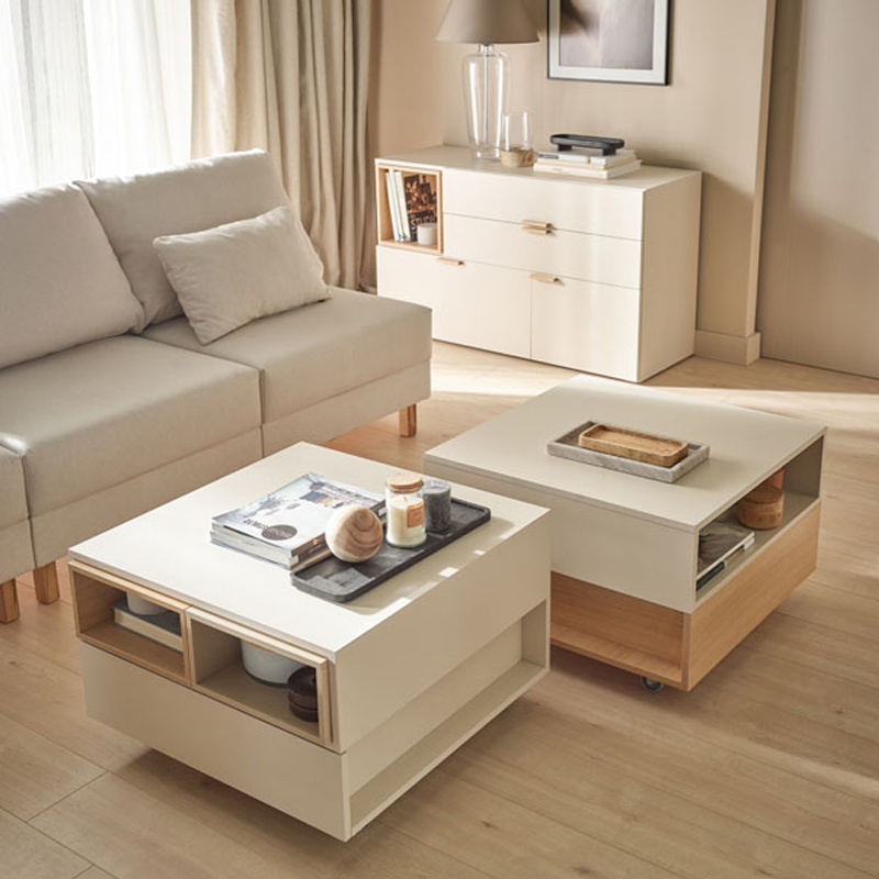Coffee Table - Sand Beige & Oak Color