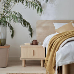 Bedside Table With One Drawer With Legs - Oak Color