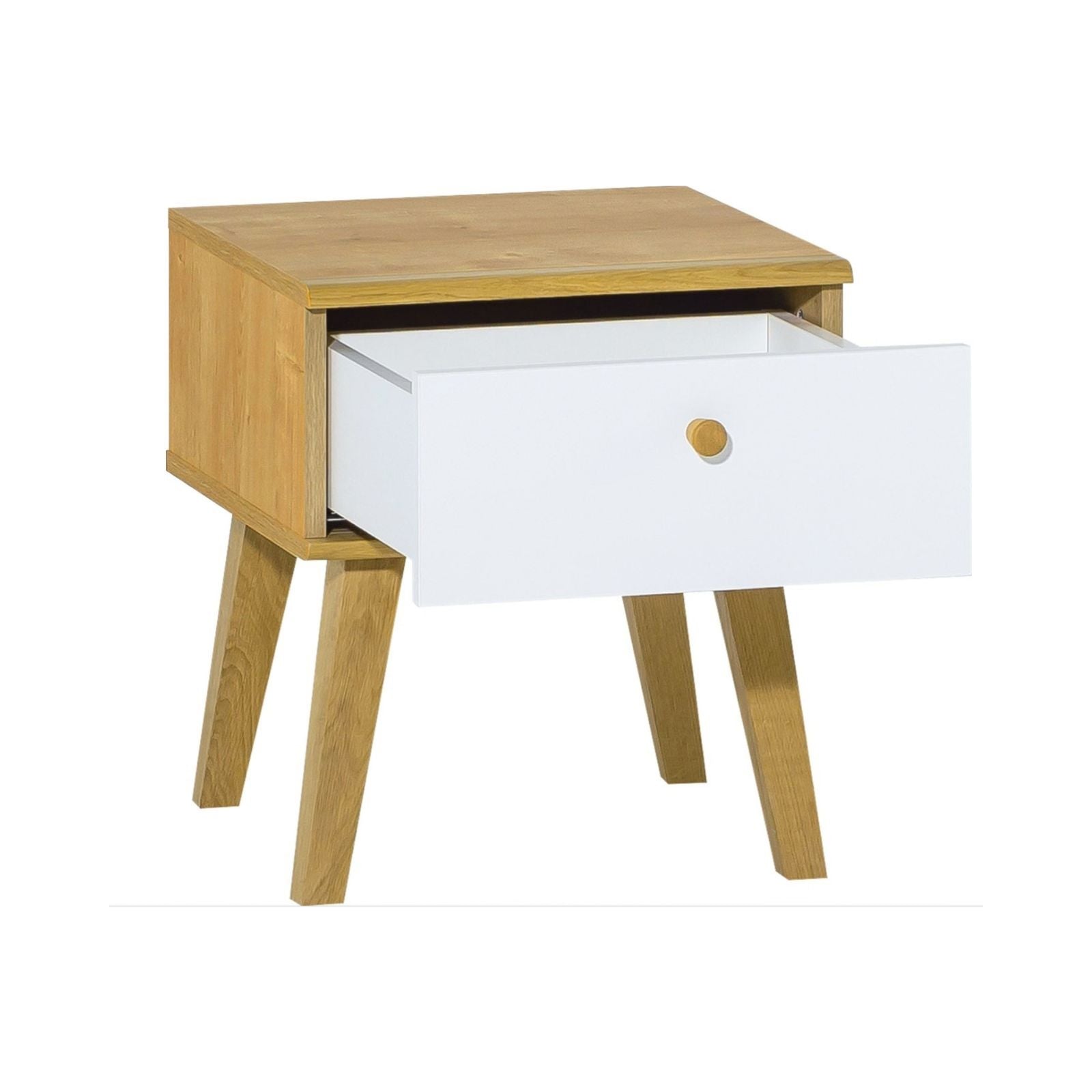 Bedside Table With One Drawer - White Color