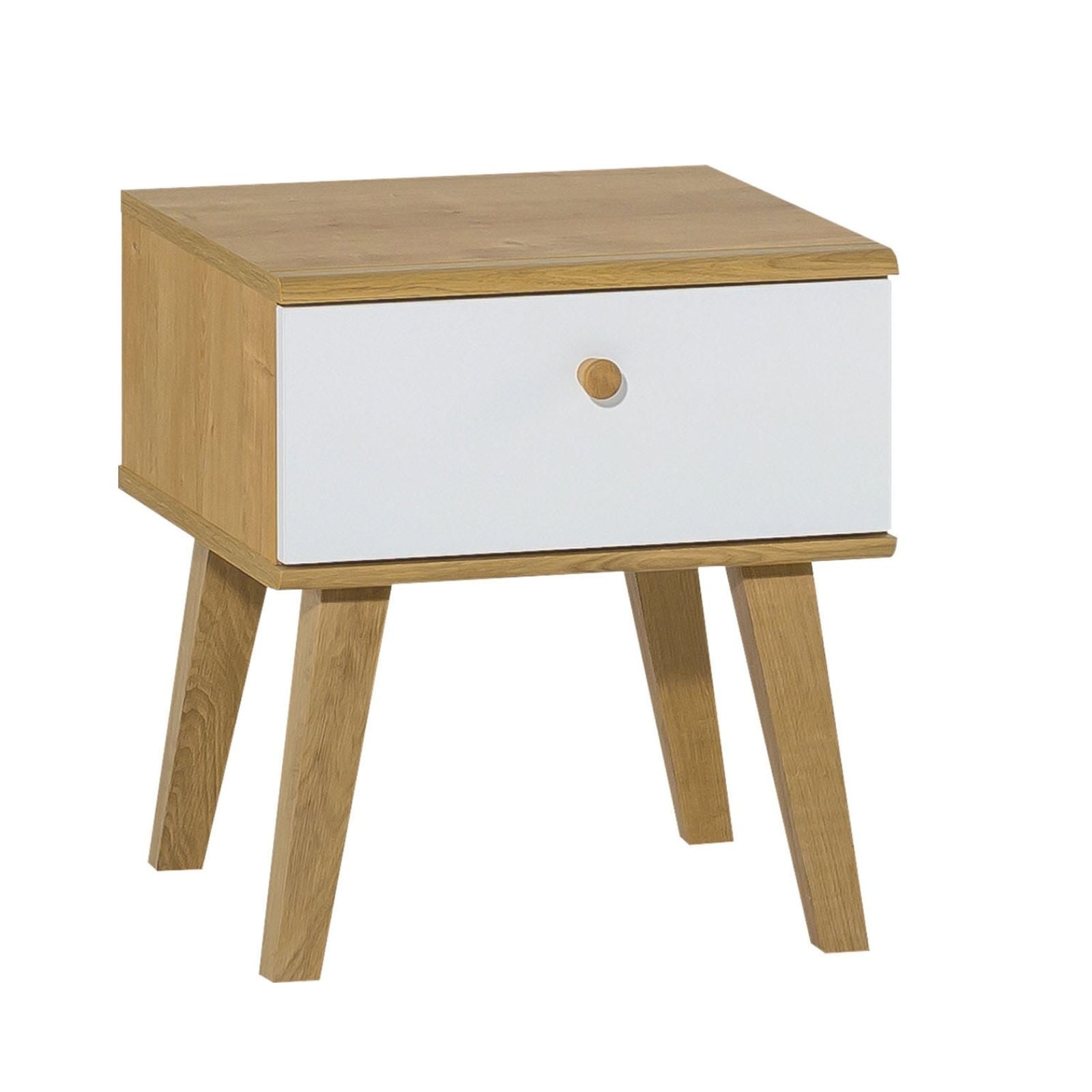 Bedside Table With One Drawer - White Color