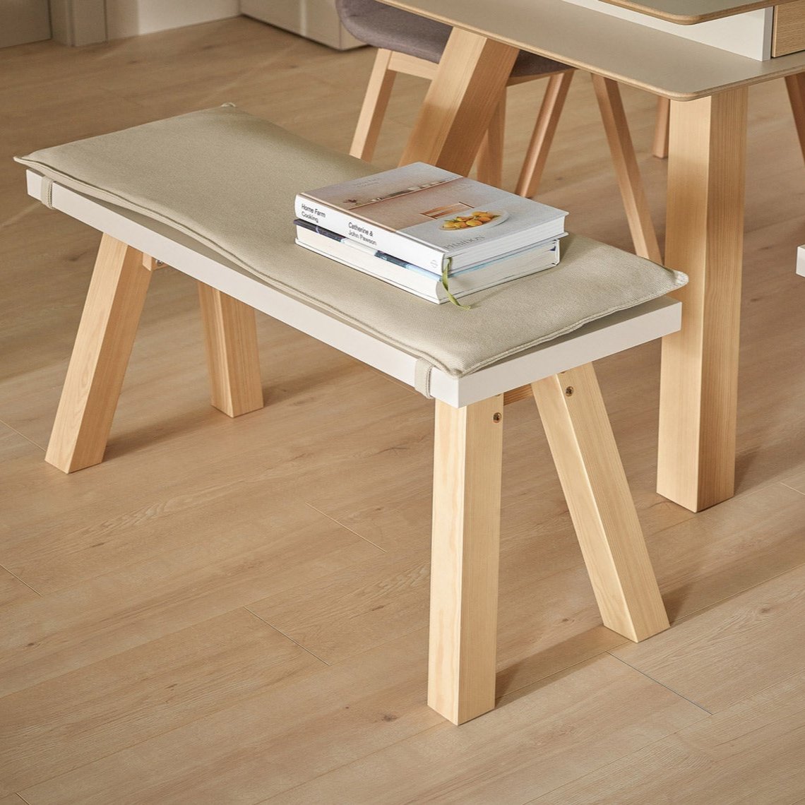 Long Bench 170 cm Length For Dining Tables - Sand Beige Color