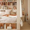 Double bed 160X200 with canopy storage and bookcase - sand beige