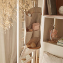 Double bed 160X200 with canopy storage and bookcase - sand beige