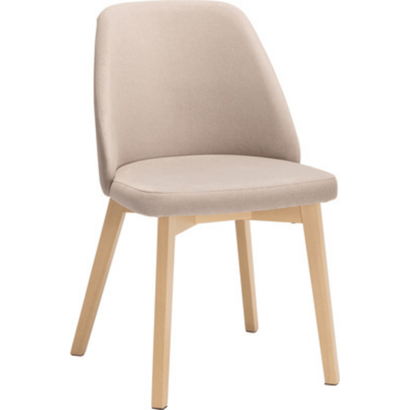 KOMM Upholstered Dining Chairs - Taupe & Beech Color