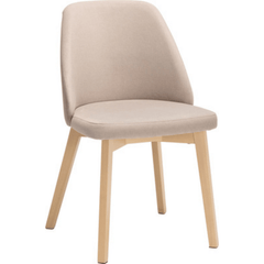 KOMM Upholstered Dining Chairs - Taupe & Beech Color