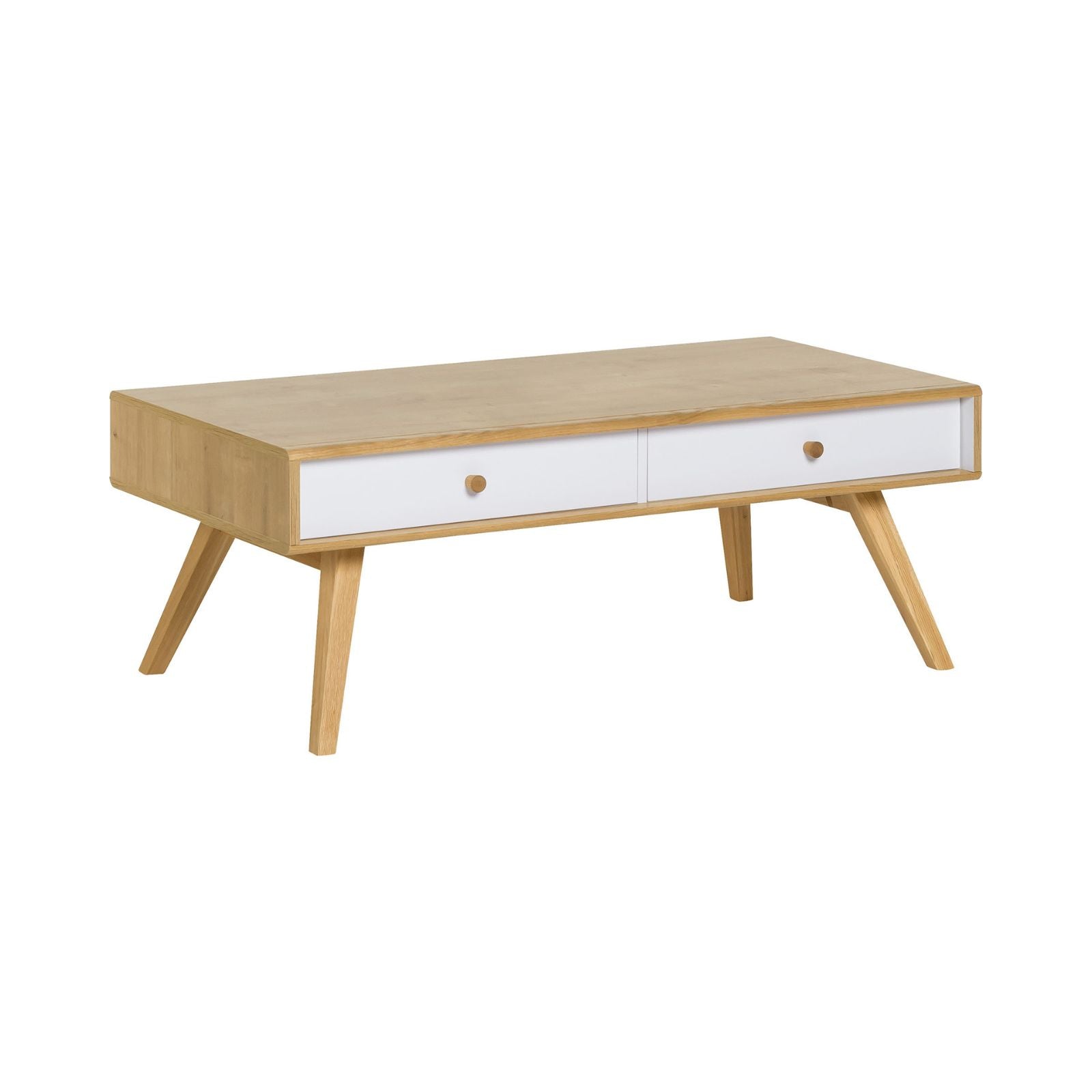Coffee Table With 2 Drawers - White Color