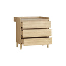Dresser With 3 Drawers And A Changer Oak Color- Muve Baby VOX