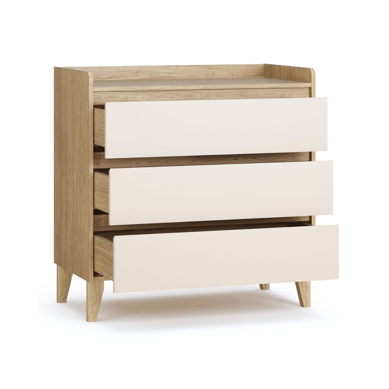 Dresser With 3 Drawers And A Changer Oak & Sandbeige Color- Muve Baby VOX