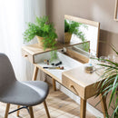 Dressing Table With Foldable Mirror And 2 Drawers in Oak Color