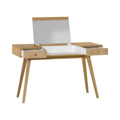 Dressing Table With Foldable Mirror And 2 Drawers in Oak Color