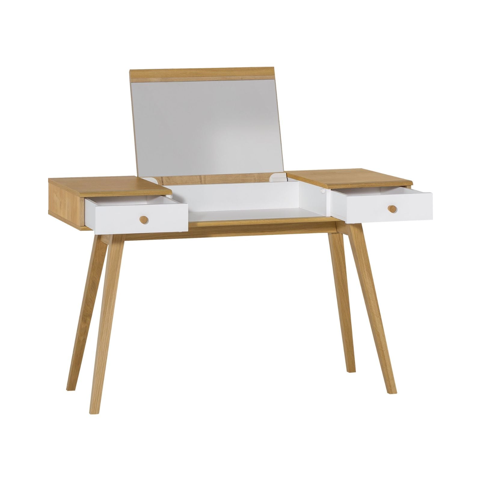 Dressing Table With Foldable Mirror And 2 Drawers in White Color