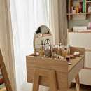 Dressing Table With Mirror Sand Beige & Oak Color- Muve Young VOX