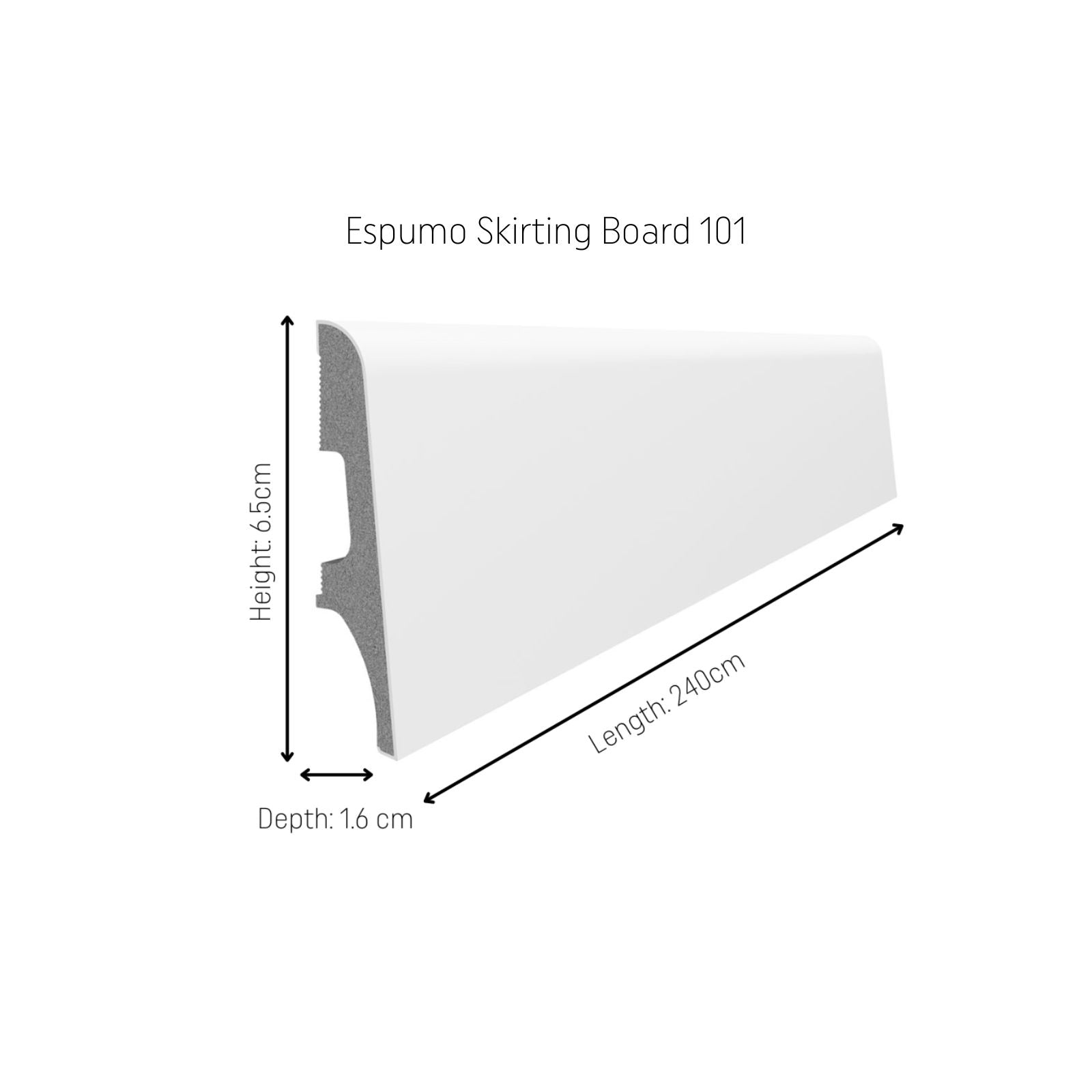 ESPUMO Skirting Board 101 -White Color 240 cm length X 6.5cm Height