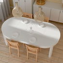 Foldable Round Dining Table 4 to 8 Seater - White Color