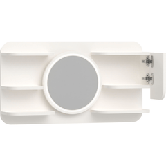 Wall Mounted Mirror With Shelves & LED Light For Dressing Table White Color