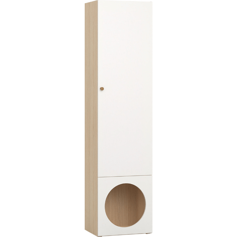 Narrow Bookcase With 3 Closed and 1 Open Shelf Arrangement 3 – White Color