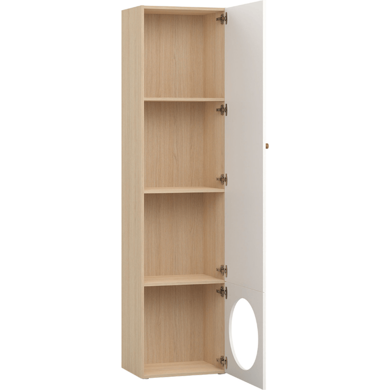 Narrow Bookcase With 3 Closed and 1 Open Shelf Arrangement 3 – White Color