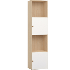 Narrow Bookcase With 2 Doors and 2 Open Shelves Arrangement 2 – White Color