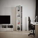 Narrow shelving unit with front door arrangement 7