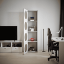 Narrow shelving unit with front door arrangement 7