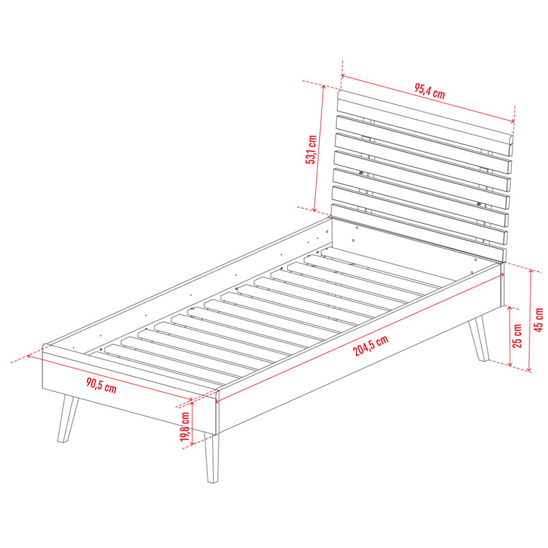 Single bed 90x200 oak color