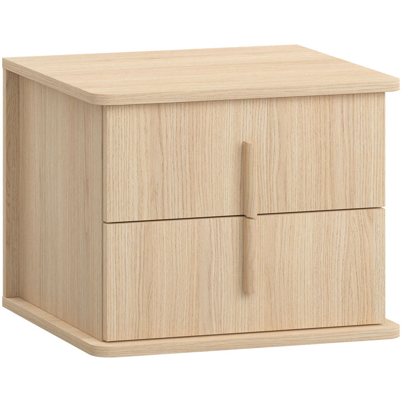 Bedside Table With Two Drawers Without Legs - Oak Color
