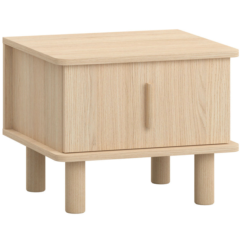 Bedside Table With One Drawer With Legs - Oak Color