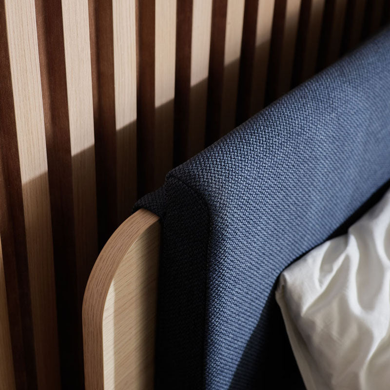 Bed 120x200 with wide headboard - Oak Light
