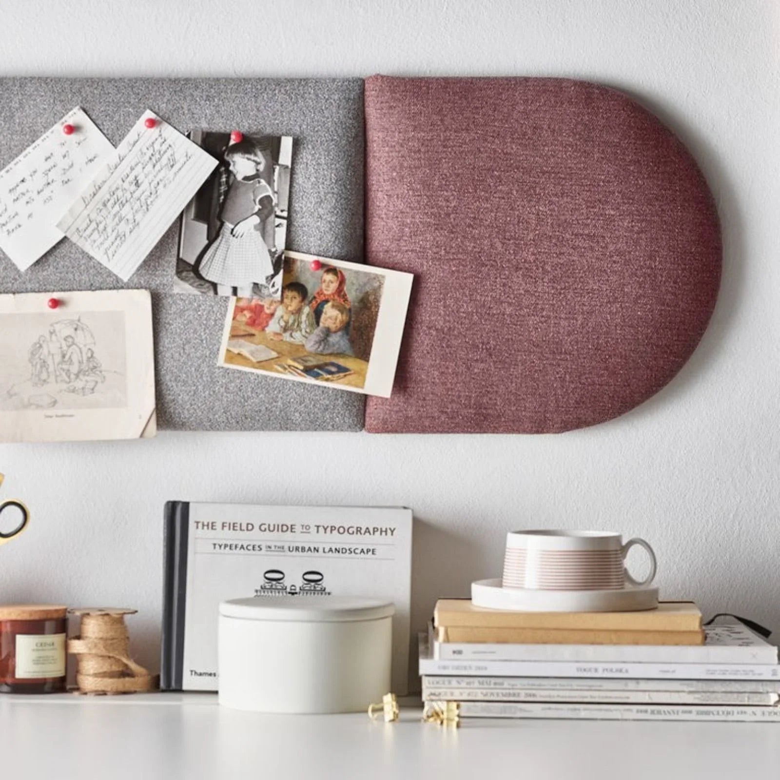 Ready Set of Upholstered Panels 120x30 - Small Grey Pink Soform Wall Panels