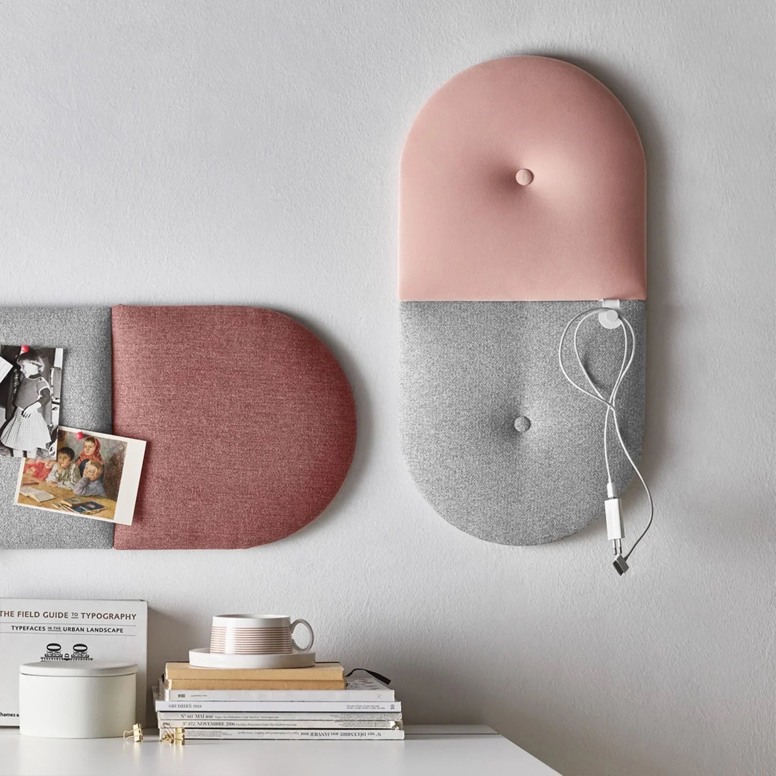 Ready Set of Upholstered Panels 60x30 - Mini Grey Pink Soform Wall Panels