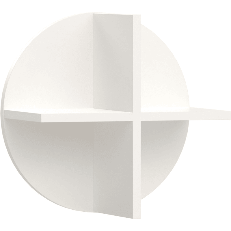 Round wall shelf white color